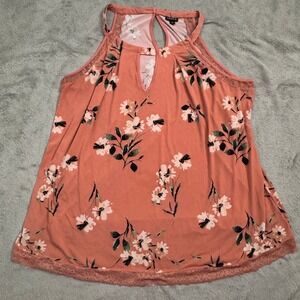 Torrid Coral Floral Lace Trim Keyhole Halter Tank Top Womens Plus Size 3